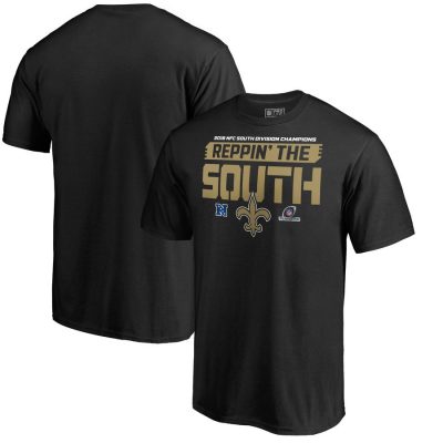 Men’s New Orleans Saints Black 2018 NFC South Division Champions Fair Catch T-Shirt