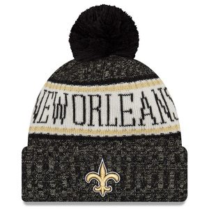 Men’s New Orleans Saints New Era Black 2018 NFL Sideline Cold Weather Official Sport Knit Hat