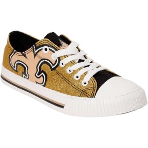 New Orleans Saints Women’s Glitter Low Top Canvas Sneakers